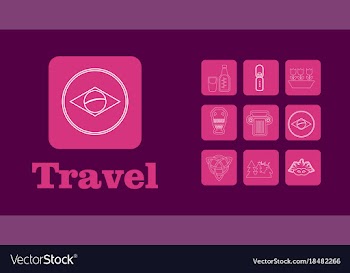 Travel line icons for web and mobile thin line vector image