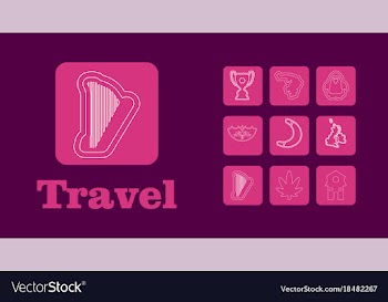Travel line icons for web and mobile thin line vector image