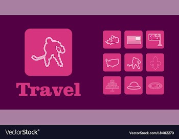 Travel line icons for web and mobile thin line vector image