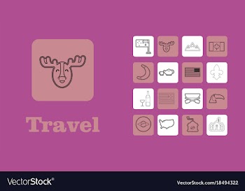 Travel line icons for web and mobile thin line vector image