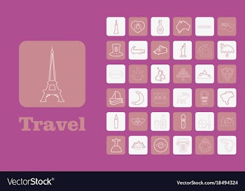 Travel line icons for web and mobile thin line vector image