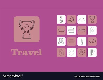 Travel line icons for web and mobile thin line vector image