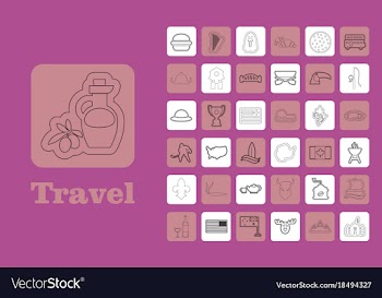 Travel line icons for web and mobile thin line vector image