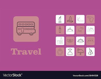 Travel line icons for web and mobile thin line vector image