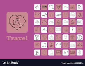 Travel line icons for web and mobile thin line vector image