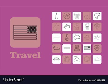 Travel line icons for web and mobile thin line vector image