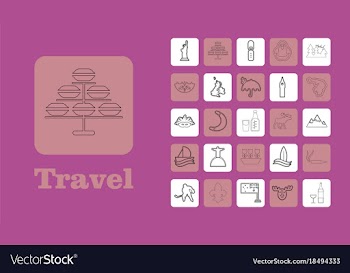 Travel line icons for web and mobile thin line vector image