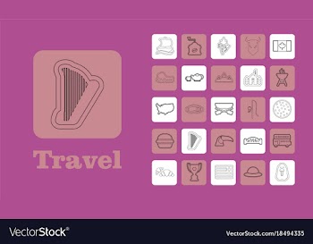 Travel line icons for web and mobile thin line vector image