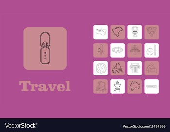 Travel line icons for web and mobile thin line vector image