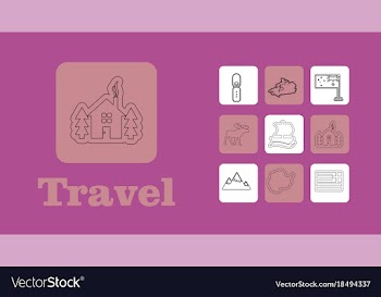 Travel line icons for web and mobile thin line vector image
