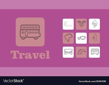 Travel line icons for web and mobile thin line vector image