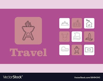 Travel line icons for web and mobile thin line vector image