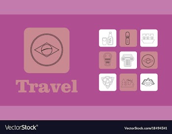 Travel line icons for web and mobile thin line vector image