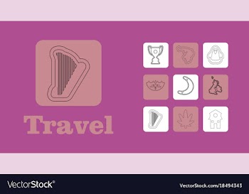 Travel line icons for web and mobile thin line vector image