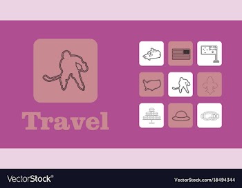 Travel line icons for web and mobile thin line vector image
