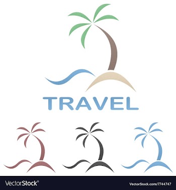Travel logo template - beach palm tree sea vector image