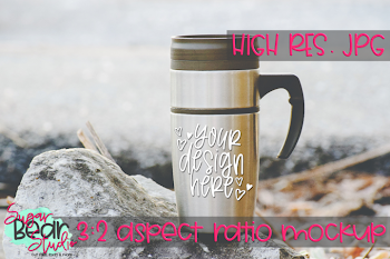 Travel Mug on a Rock Mockup