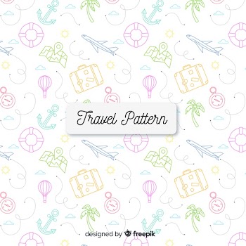Travel pattern with elements and dash lines
