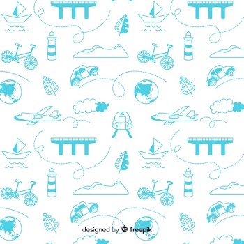 Travel pattern with elements and dash lines