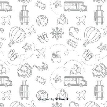 Travel pattern with elements and dash lines