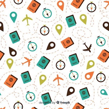 Travel pattern with elements and dash lines