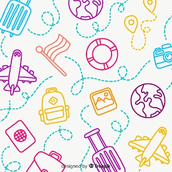 Travel pattern with elements and dash lines