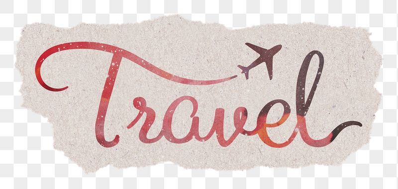 Travel png word, pastel red | Free PNG - rawpixel