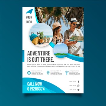 Travel poster design with photo Free Vector
