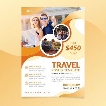 Travel poster template theme Free Vector