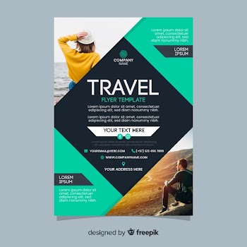 Travel poster template with photo Free Vector