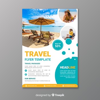 Travel poster template with photo Free Vector