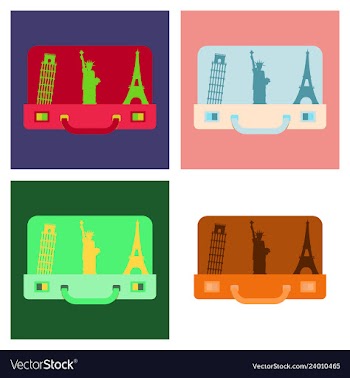 Travel suitcase for camping tourism cartoon of vector image