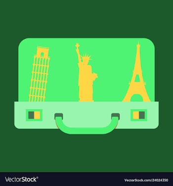 Travel suitcase for camping tourism cartoon of vector image