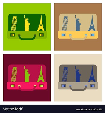 Travel suitcase for camping tourism cartoon of vector image