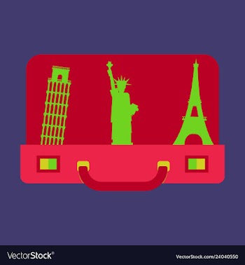 Travel suitcase for camping tourism cartoon of vector image