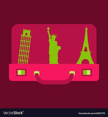 Travel suitcase for camping tourism cartoon of vector image