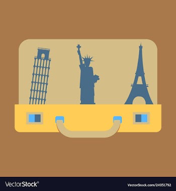 Travel suitcase for camping tourism cartoon of vector image