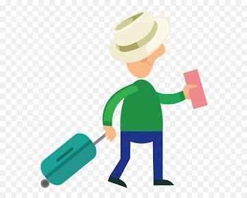 Travel Tourism Cartoon Suitcase - Hat luggage to the airport people 