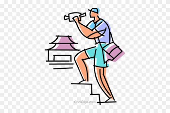 Traveler And His Video Camera Royalty Free Vector Clip - Video Camera