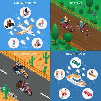 Traveling people isometric concept Free Vector
