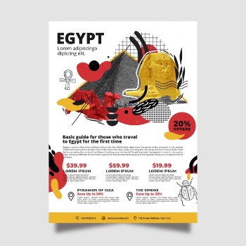 Travelling to egypt stationery poster template Free Vector