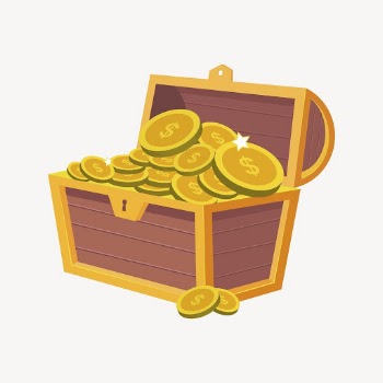 Treasure chest sticker, money illustration | Free PSD - rawpixel