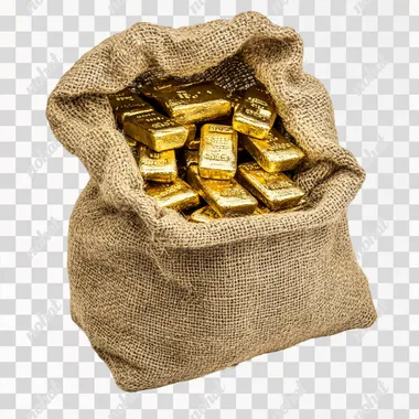 Treasure in a Sack: Bursting with Gold Bars