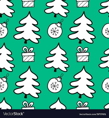 tree and gifts - christmas seamless green