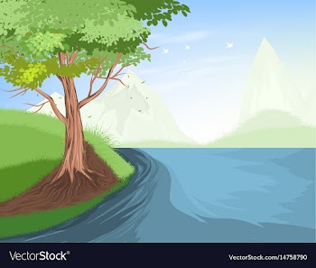 Tree and lake scene vector image