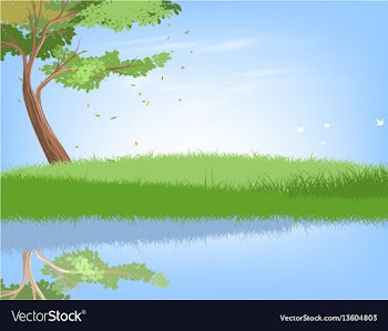 Tree and lake vector image