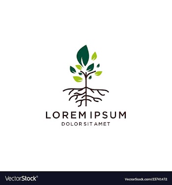 Tree and root logo line icon download vector image