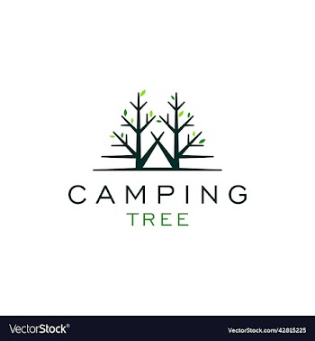 tree and tent camping logo design