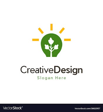 Tree bulb idea creative logo design vector image