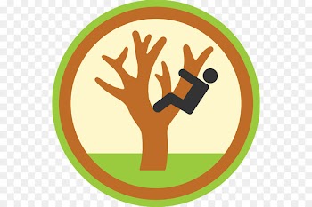 Tree climbing Scouting Scout badge - the little monkey scatters flowers 